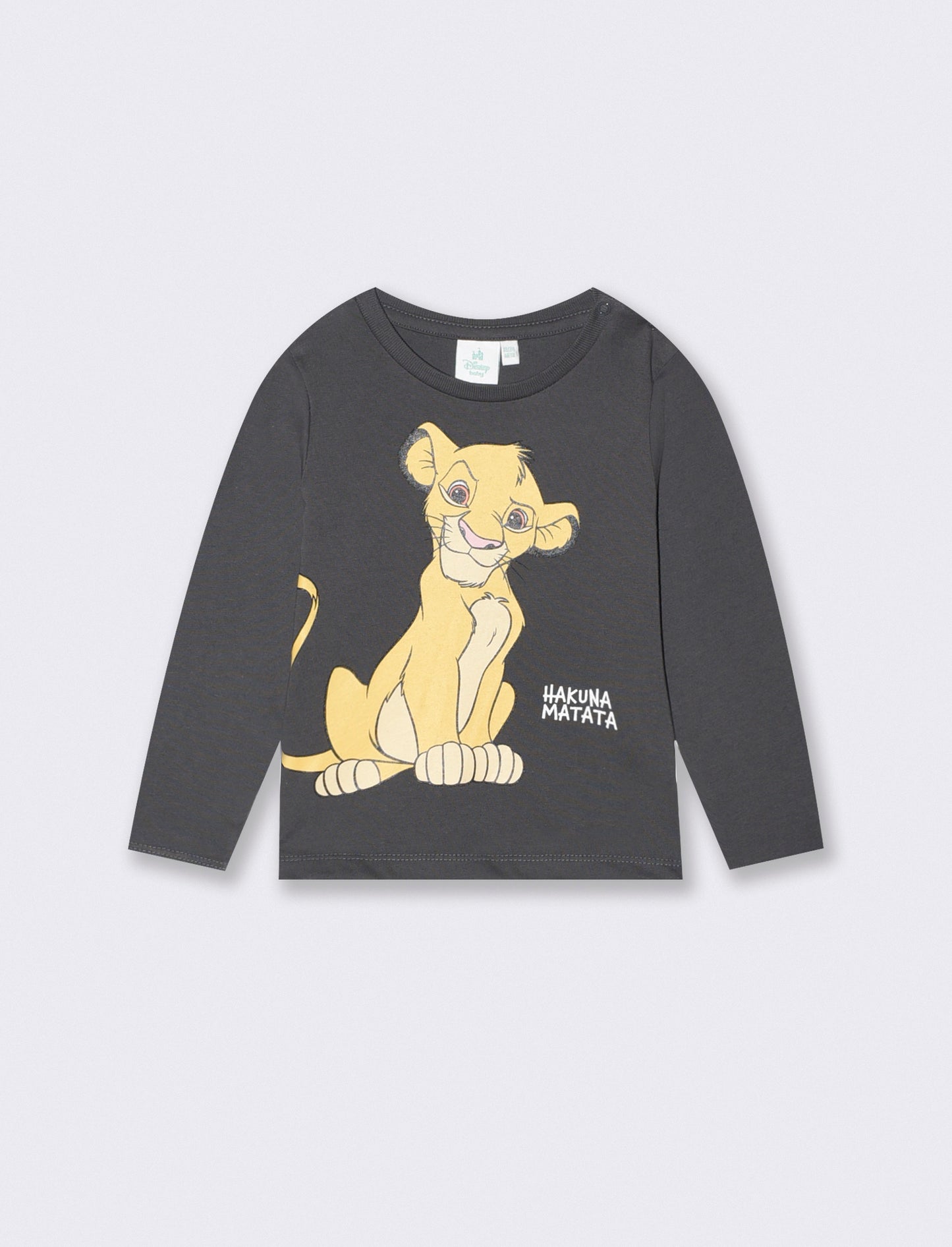 Long Sleeve Round Neck Lion King T-Shirt - Grey