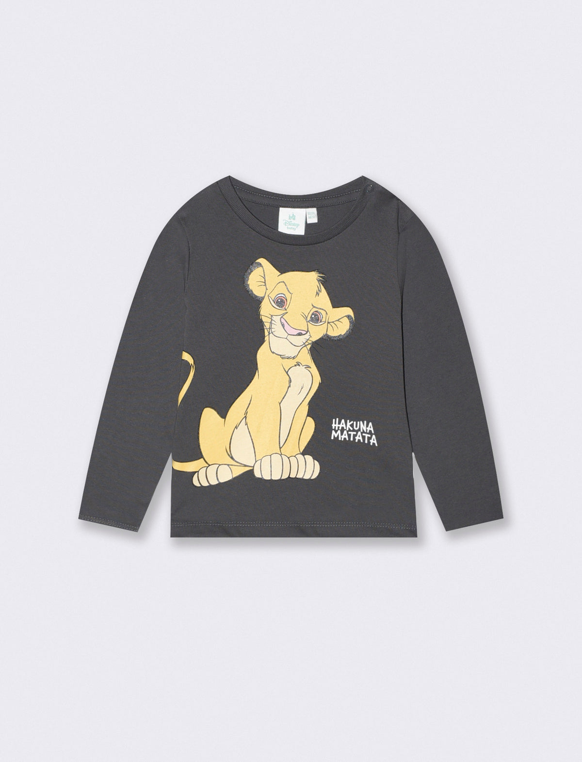 Long Sleeve Round Neck Lion King T-Shirt - Grey