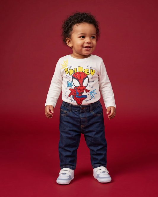 Long Sleeve Casual Spidey T-Shirt - White