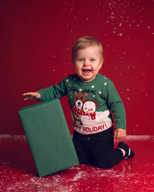 Christmas jacquard crew neck sweater - Green