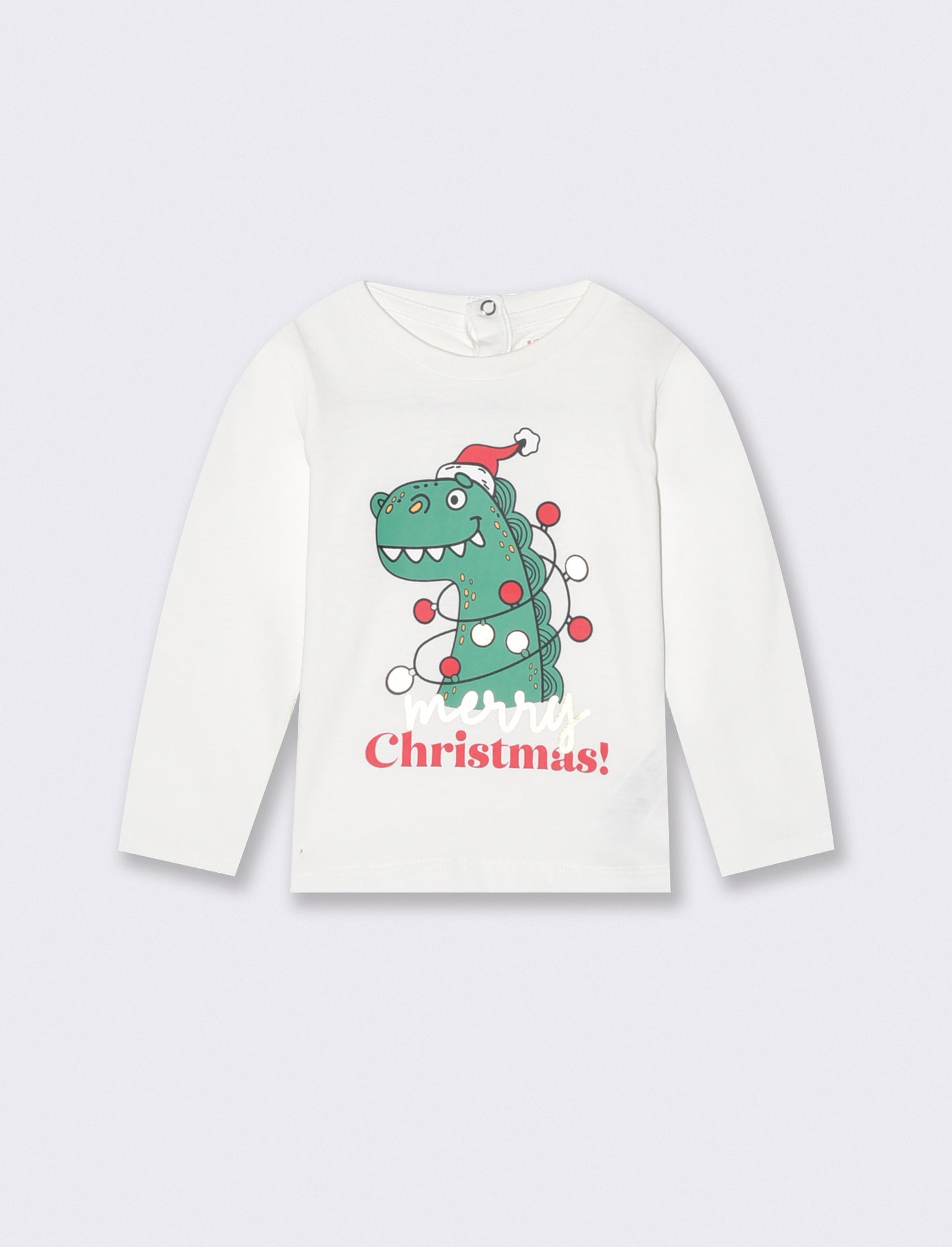 T-shirt natalizia manica lunga girocollo - Bianco latte
