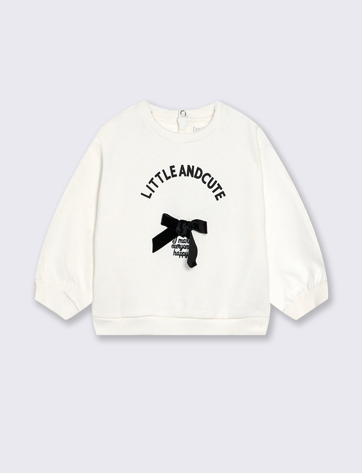 Velvet bow neck sweatshirt - White