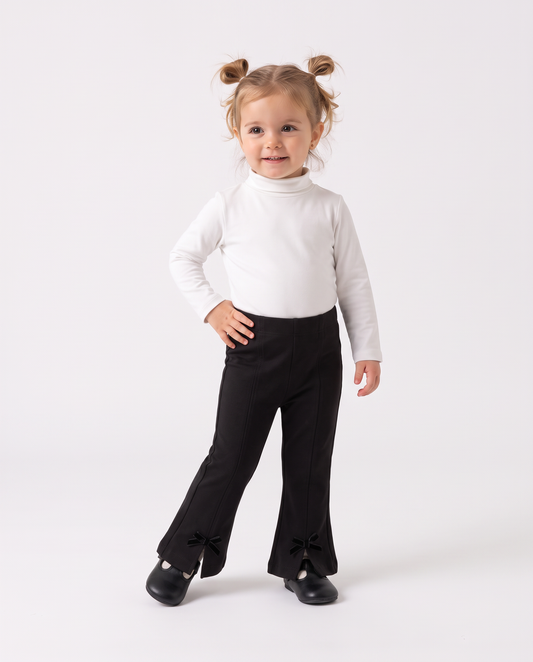 Flared leggings in Milano stitch with bow - Black