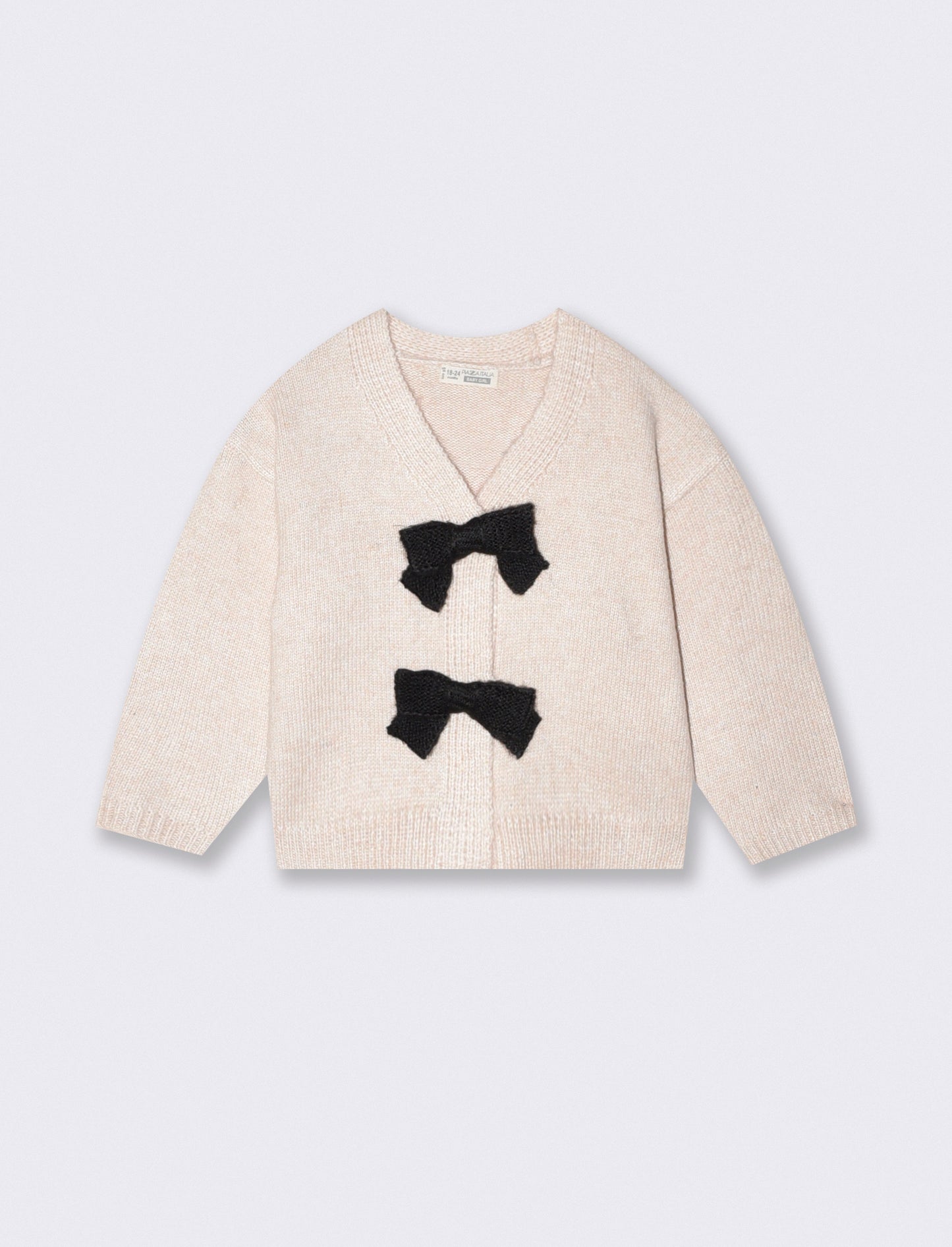 Cardigan caldo con fiocchi a contrasto - Beige
