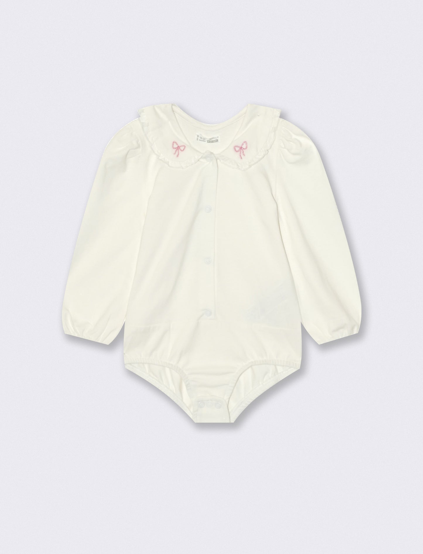 Jersey bodysuit with collar and embroidery - White
