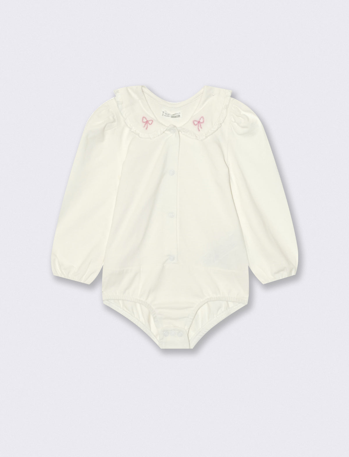 Jersey bodysuit with collar and embroidery - White