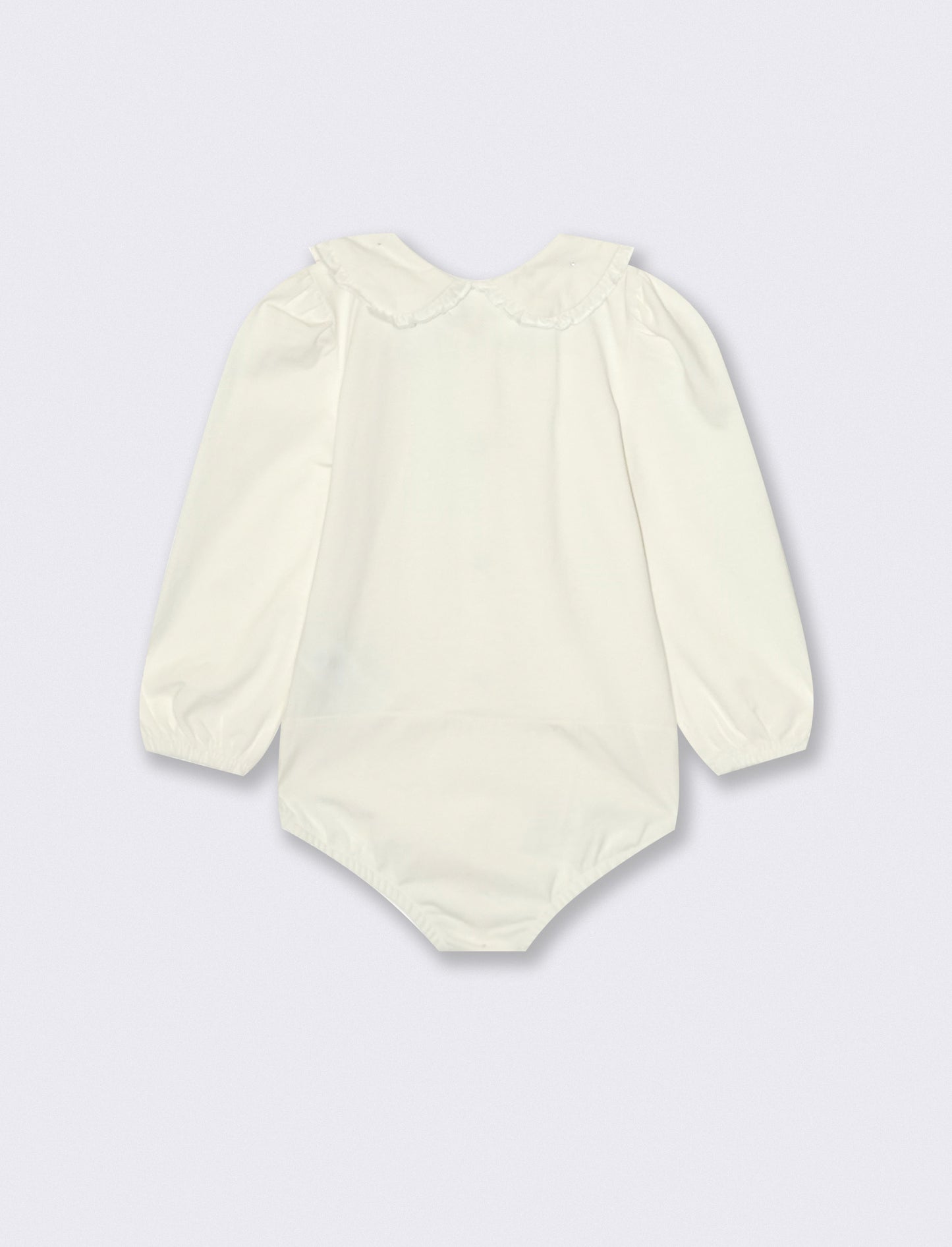 Jersey bodysuit with collar and embroidery - White