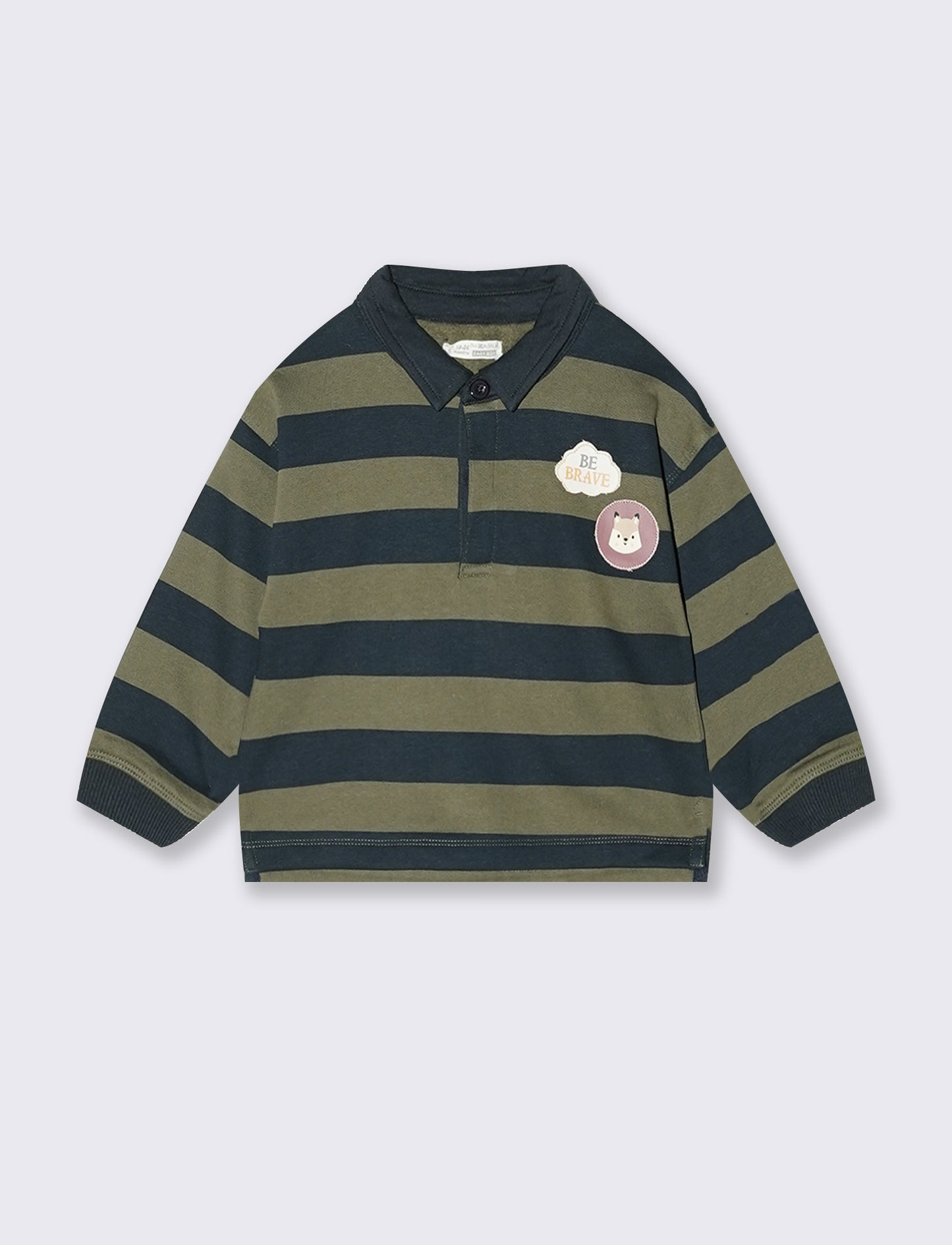 Felpa polo a righe con colletto e bottoni - Righe
