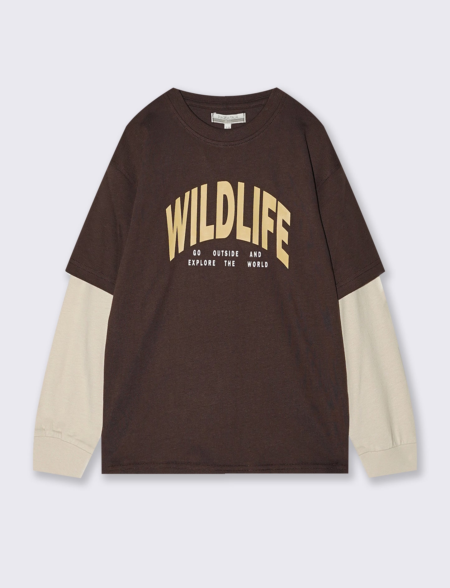 T-Shirt Doppia Manica Casual e Stile - Marrone
