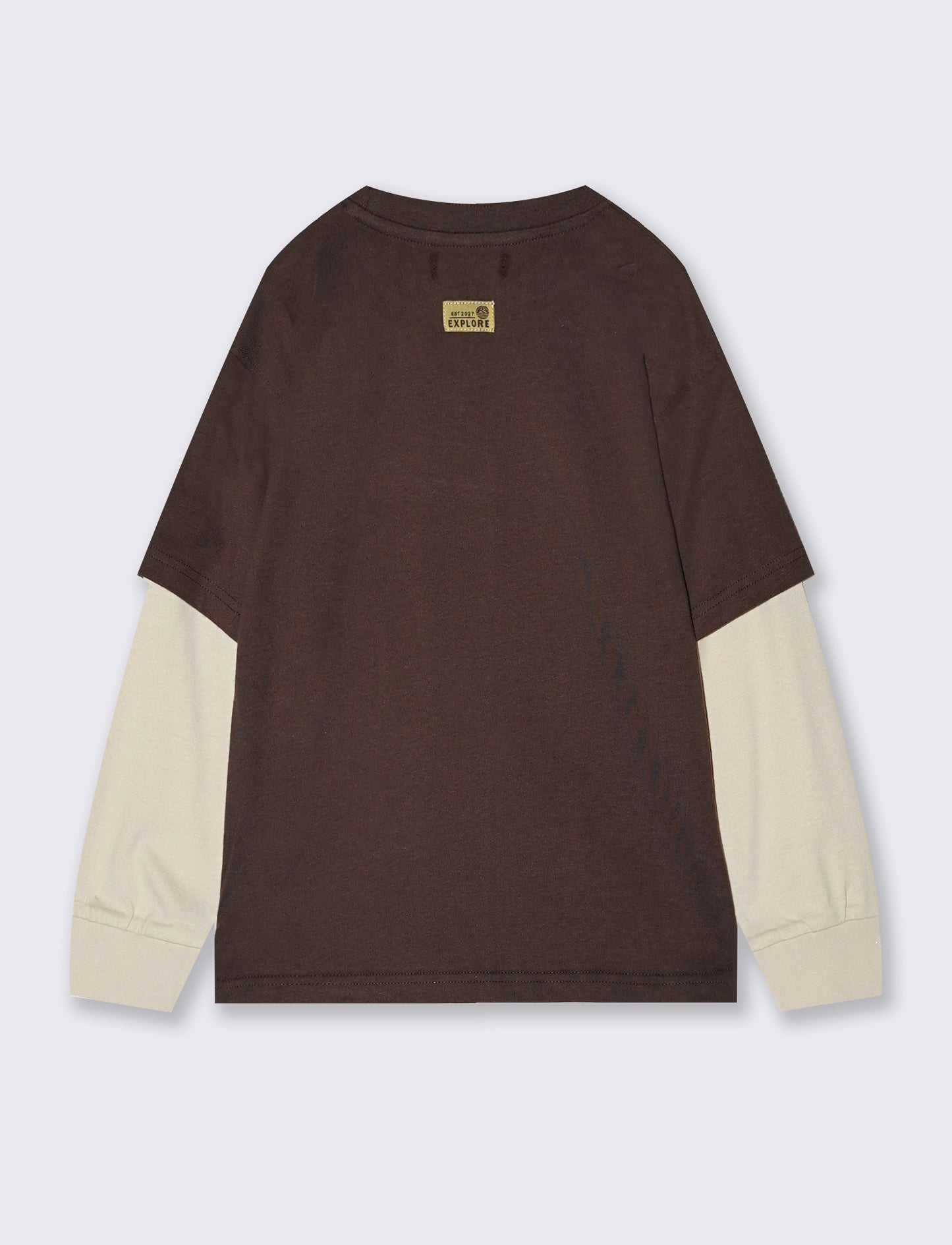T-Shirt Doppia Manica Casual e Stile - Marrone