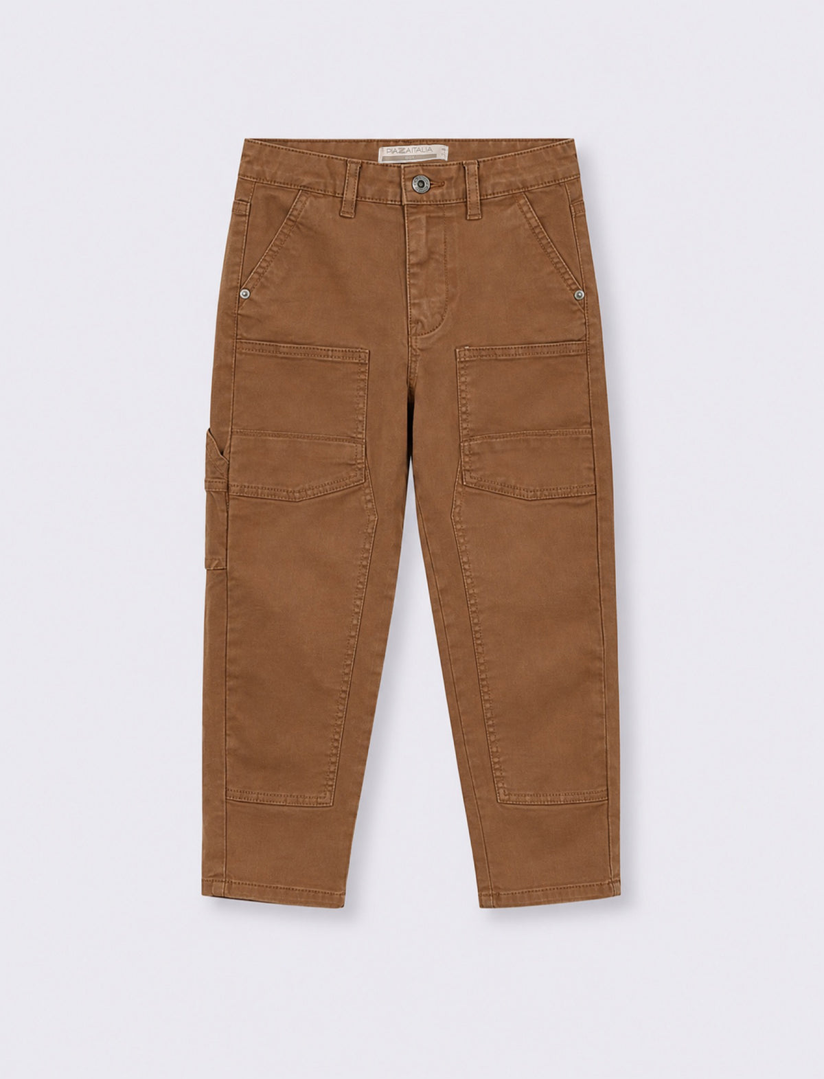 Brown stretch cotton cargo pants - BROWN