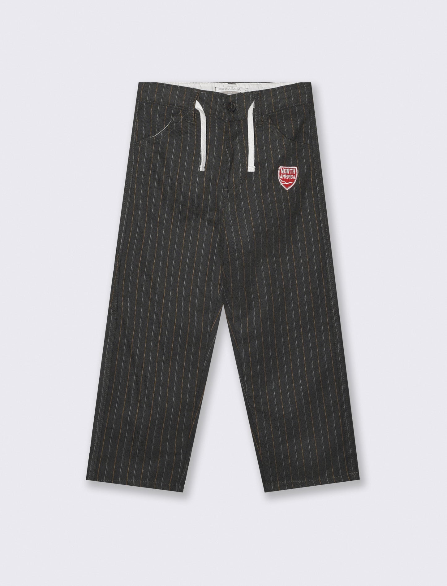 Pantaloni a righe con toppa e cintura - Righe