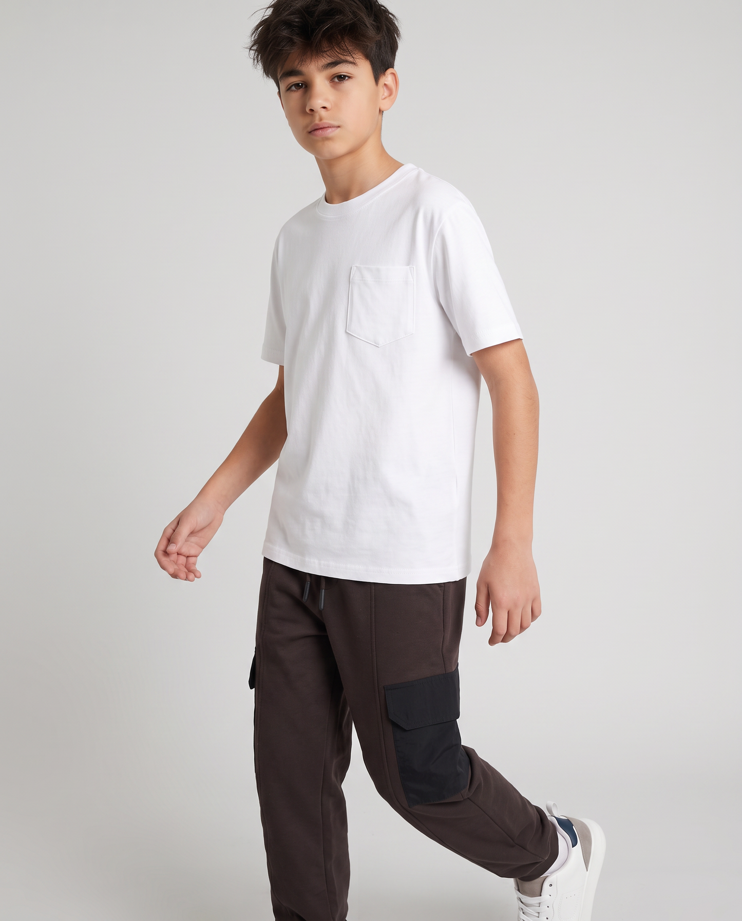 Pantaloni sportivi cargo in felpa morbida - Marrone scuro