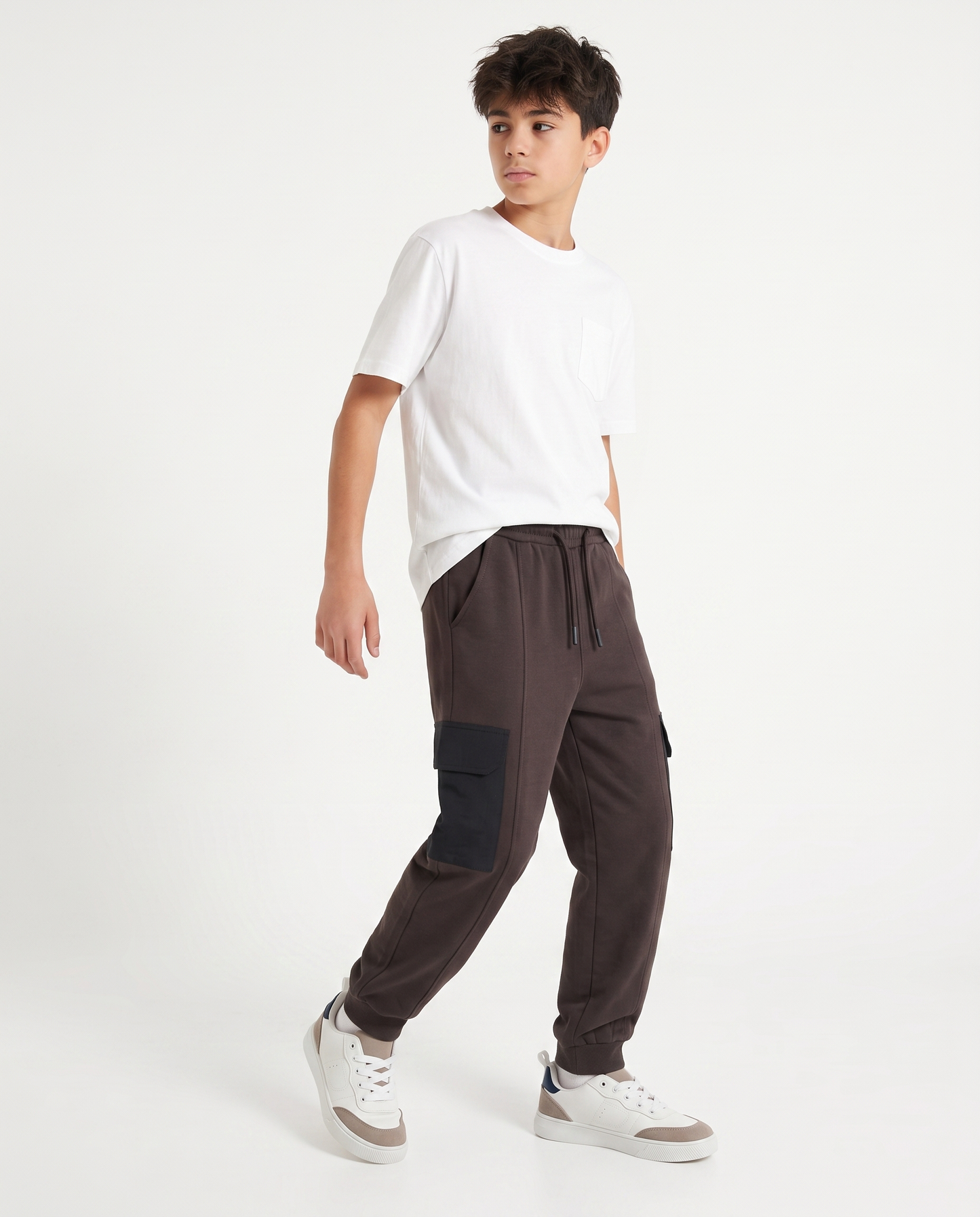 Pantaloni sportivi cargo in felpa morbida - Marrone scuro