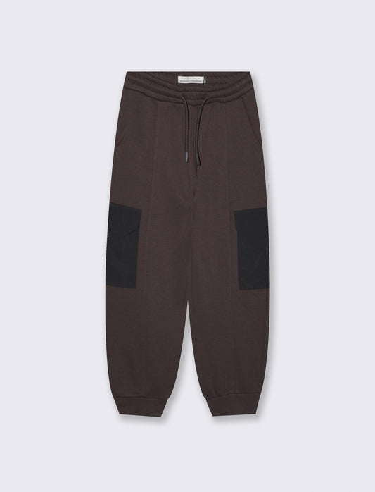 Soft fleece cargo sweatpants - Brown