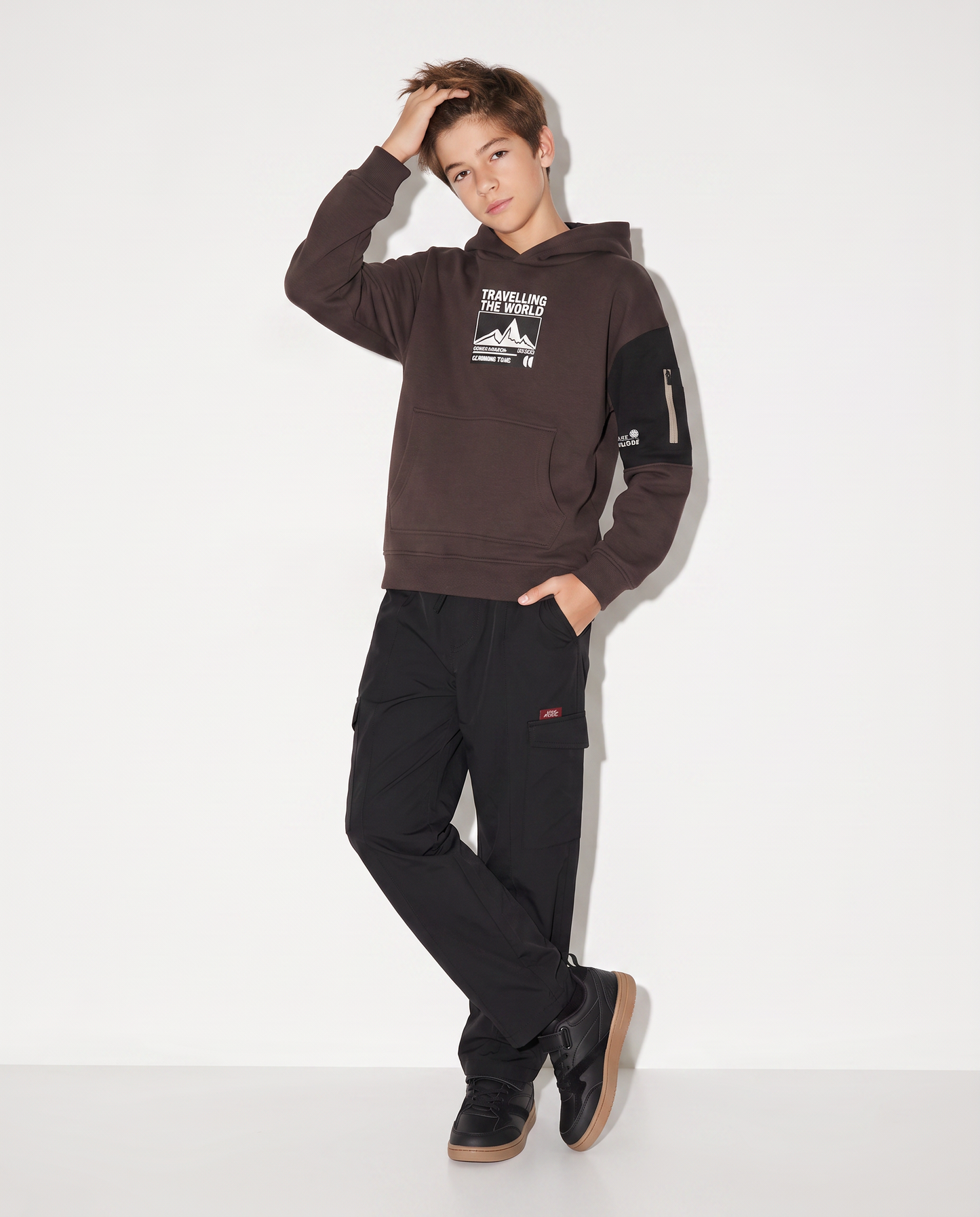 Soft Fabric Hoodie - Brown