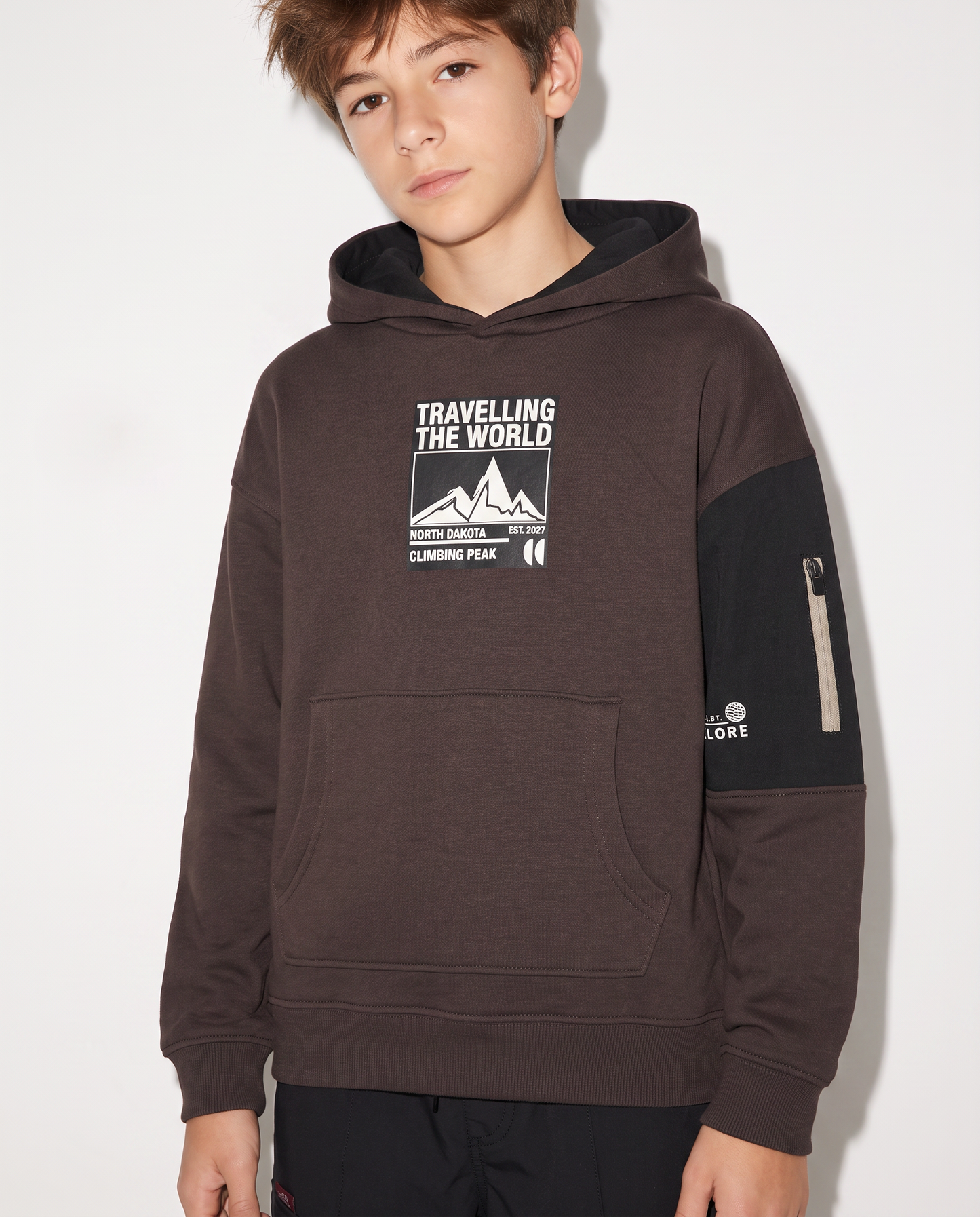 Soft Fabric Hoodie - Brown