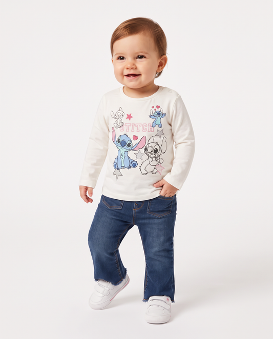 Disney Stitch Long Sleeve T-shirt - White