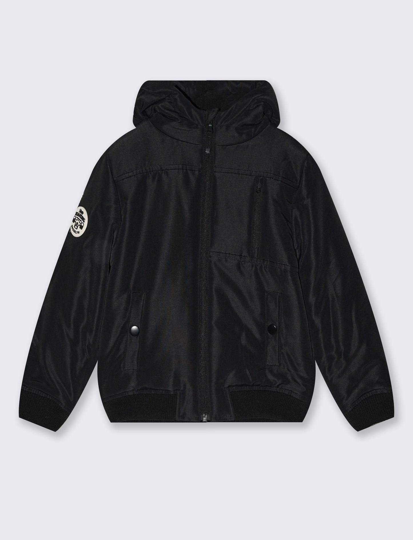 Padded jacket with hood and pockets - Black