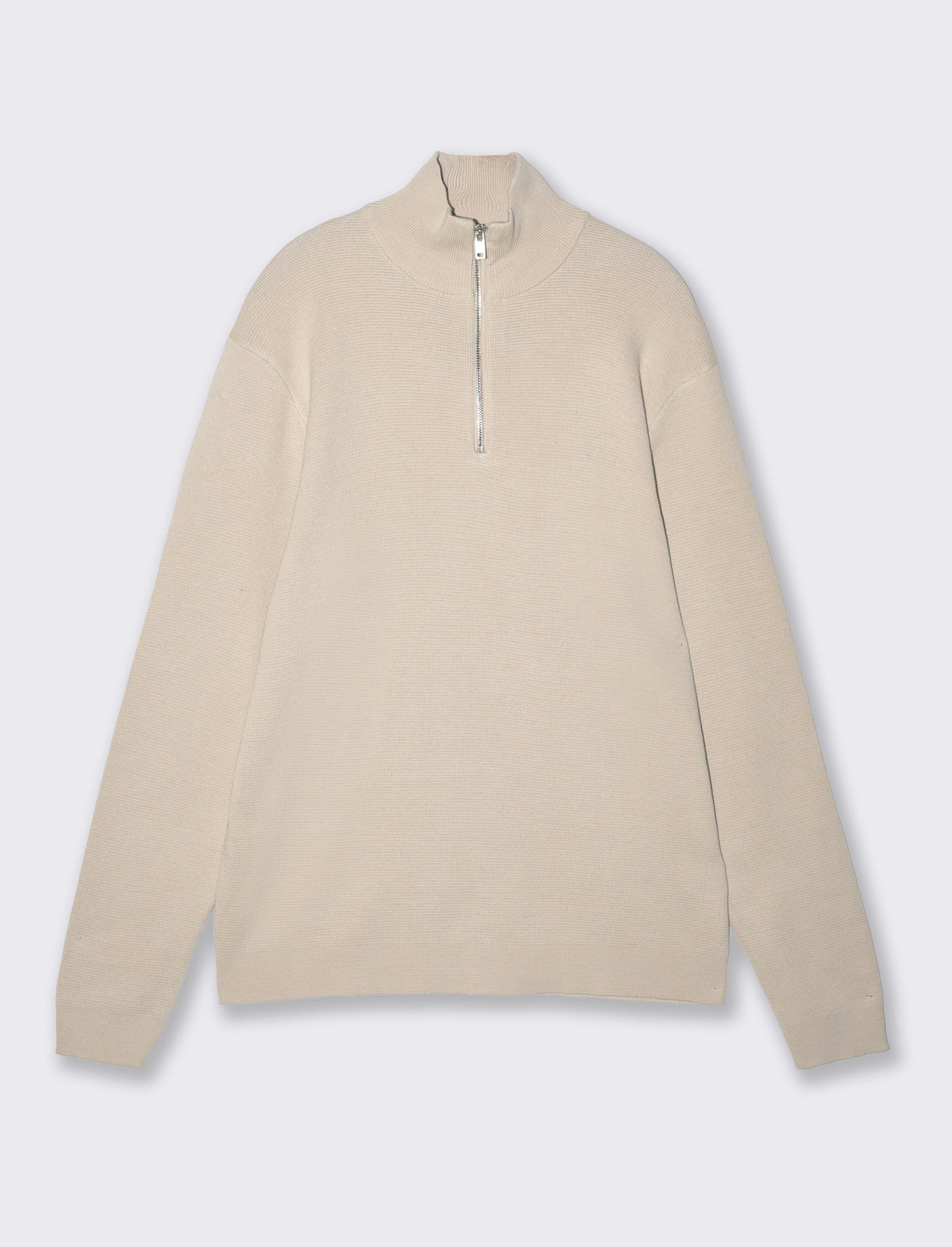 Maglia lupetto con cerniera regular fit - Sabbia