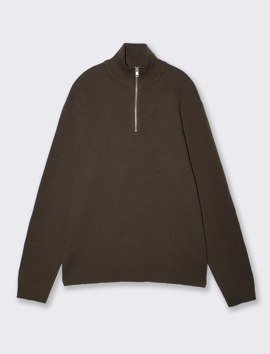 Maglia lupetto con cerniera regular fit - Moro