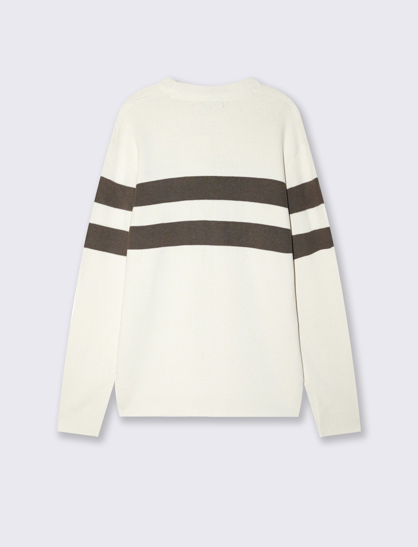 Maglia girocollo con fascia a contrasto - Bianco sporco