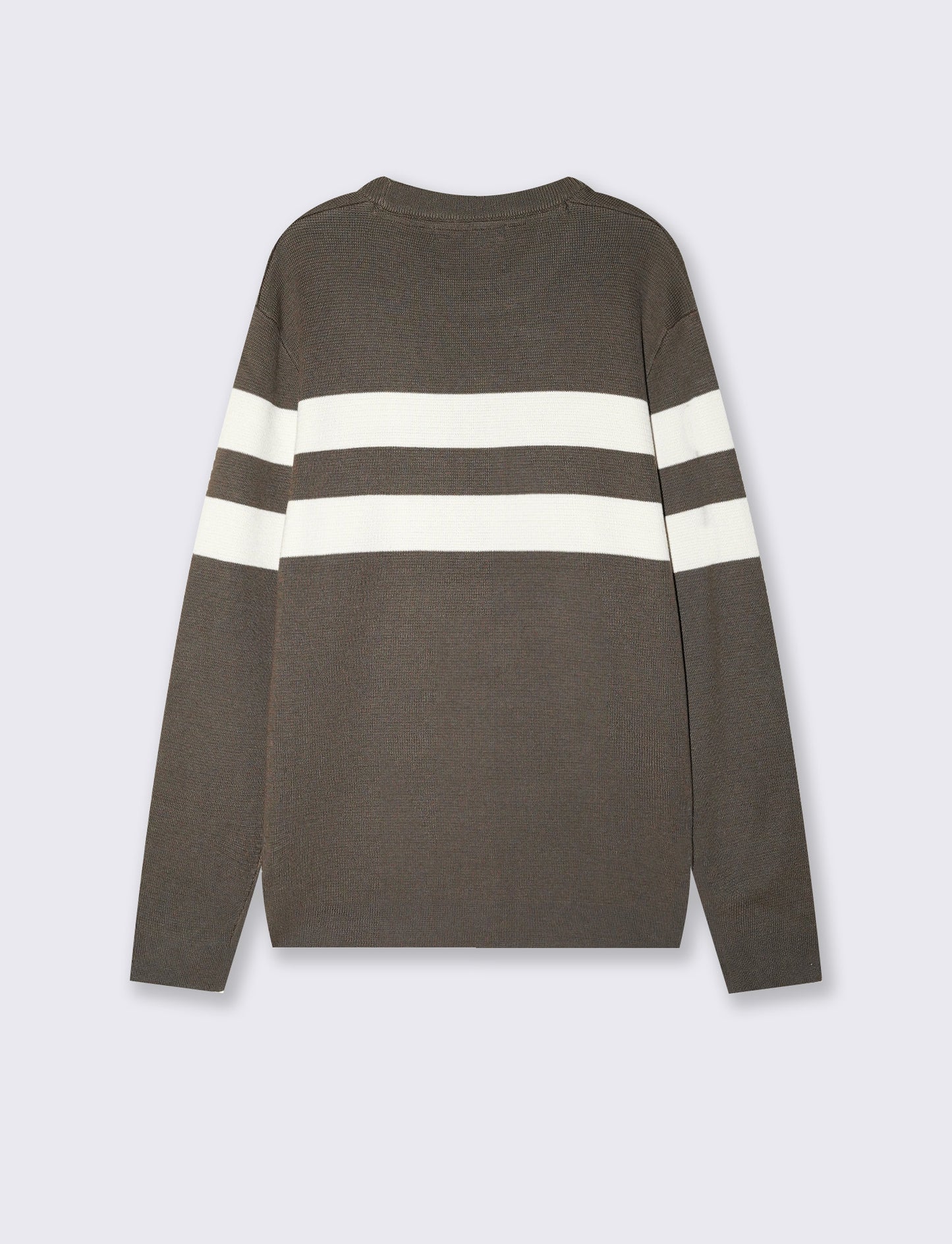 Maglia girocollo con fascia a contrasto - Grigio fango