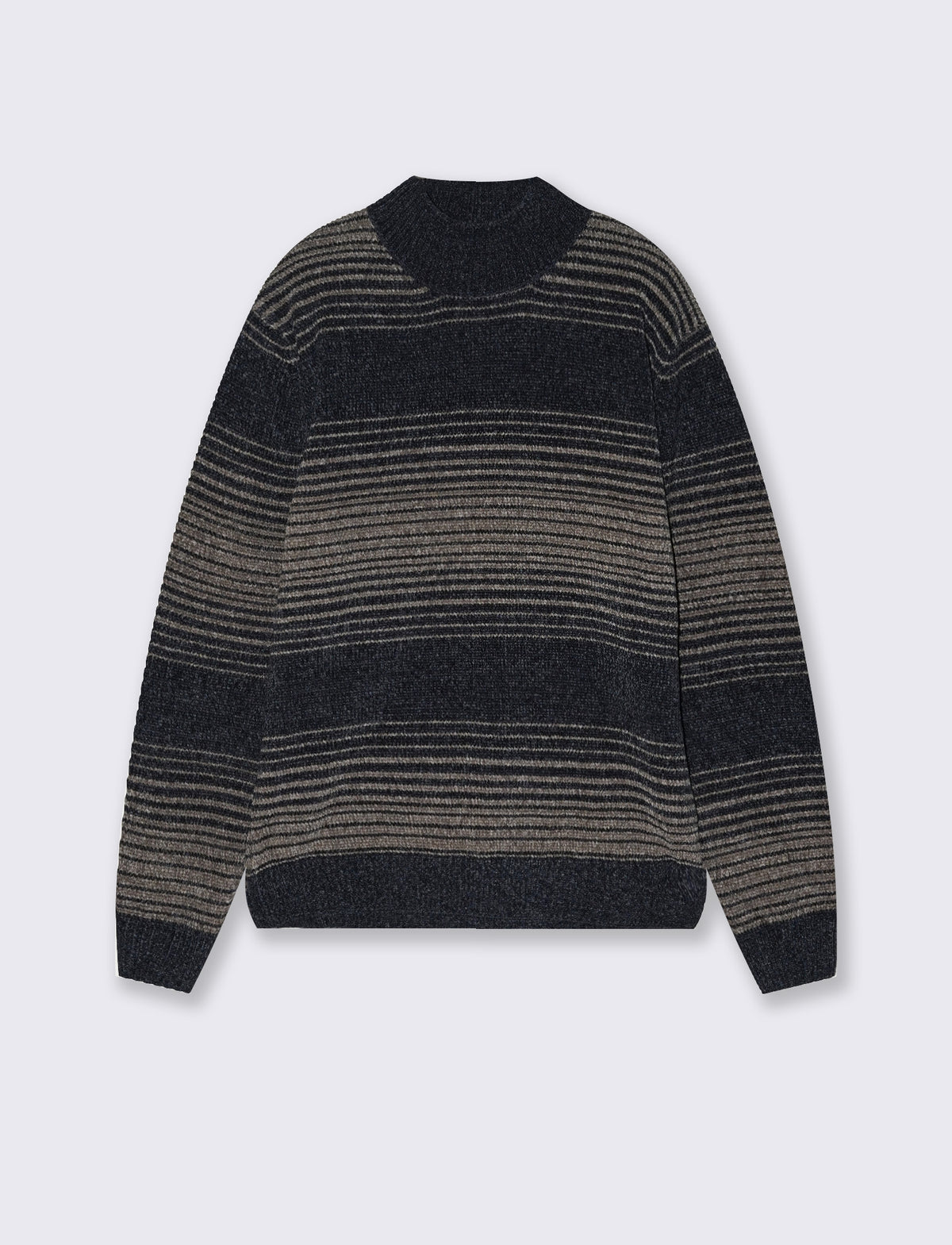 Maglia girocollo righe in ciniglia - Blu