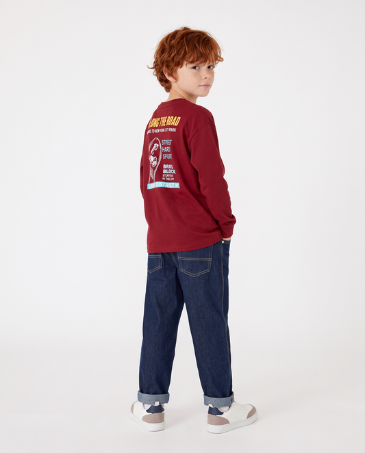 Long sleeve t-shirt in warm cotton - Red