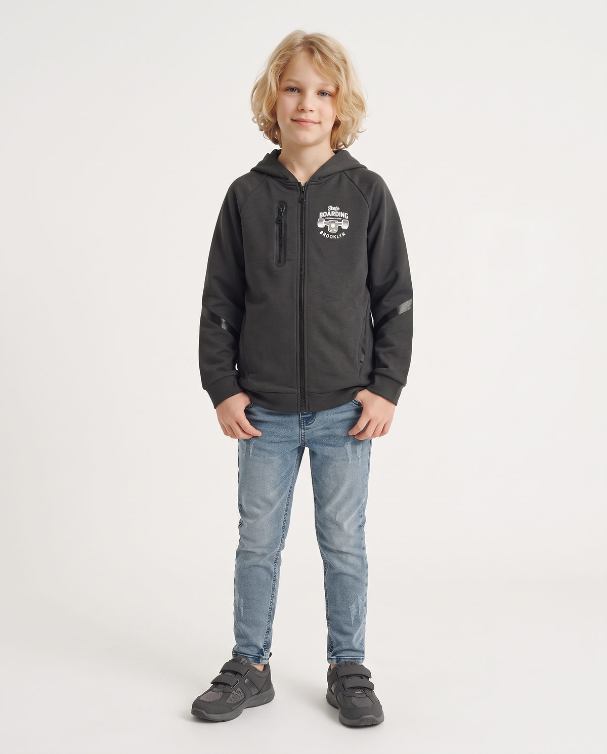 Hooded zip-up sweatshirt - Grey