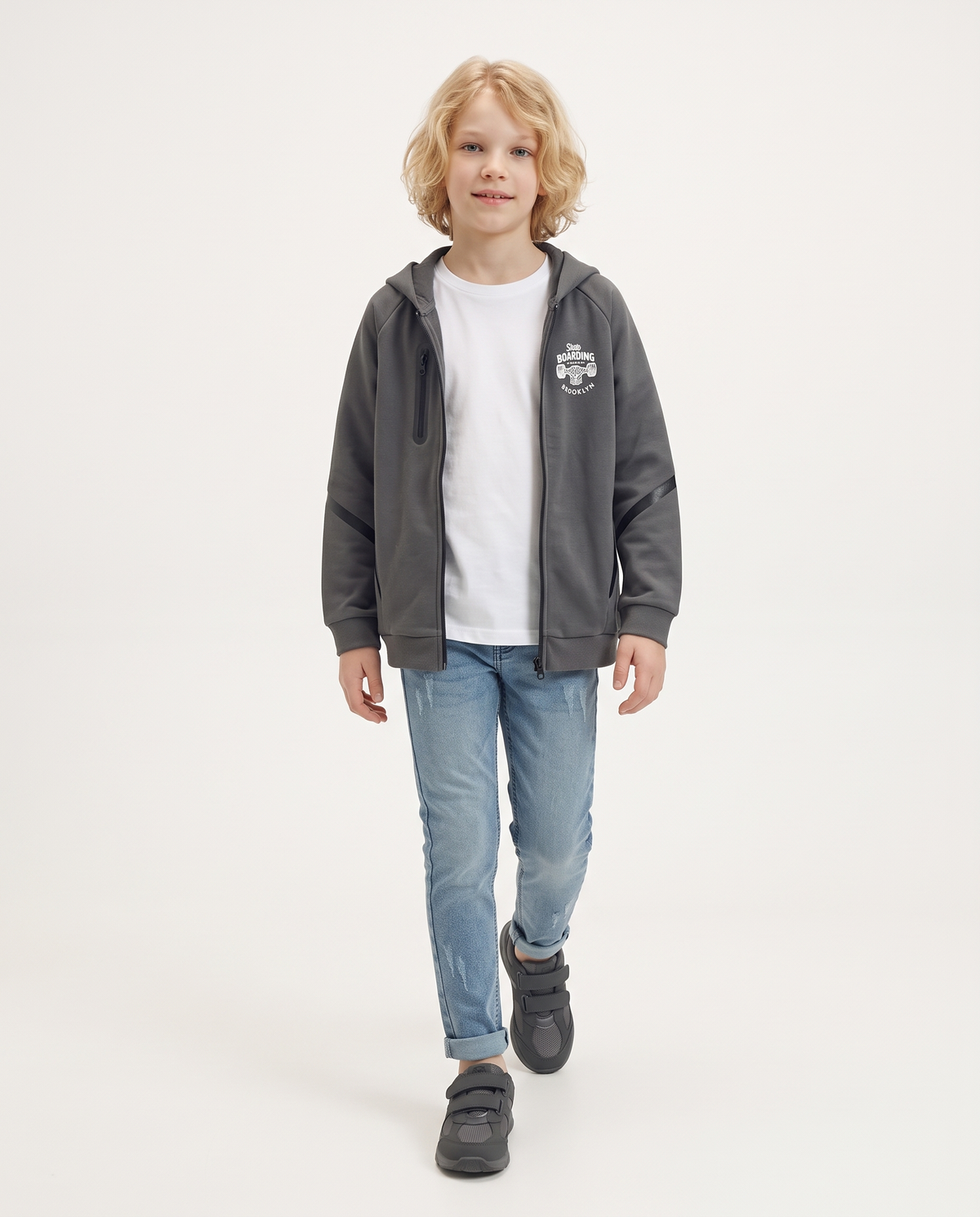Hooded zip-up sweatshirt - Grey