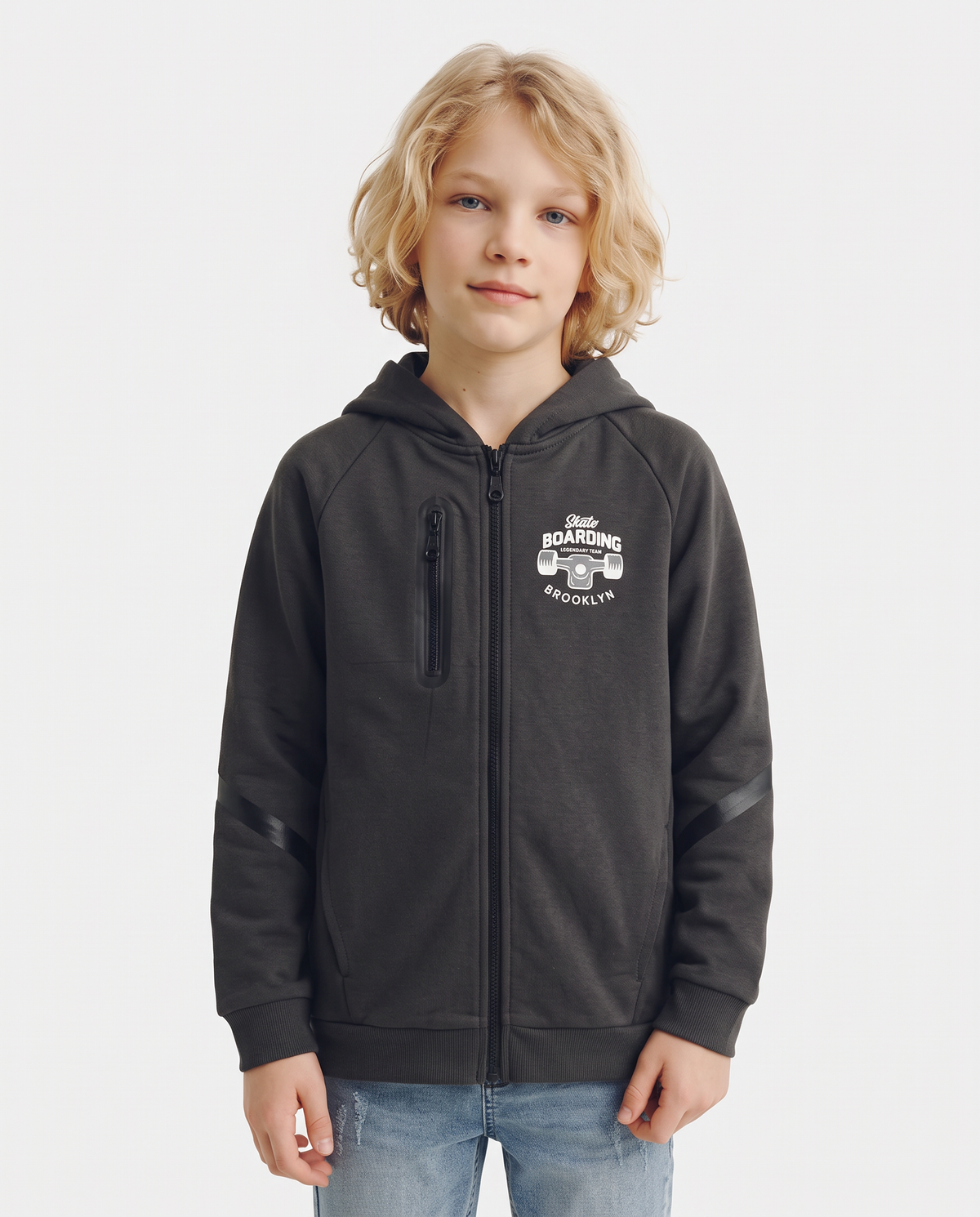 Hooded zip-up sweatshirt - Grey