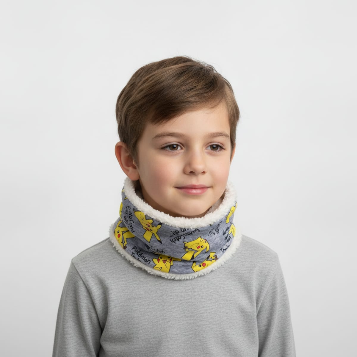 Child's scarf with faux fur - Yellow