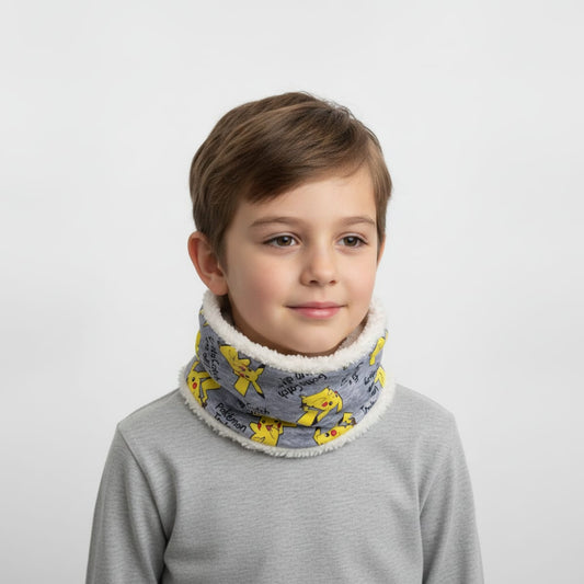 Child's scarf with faux fur - Yellow