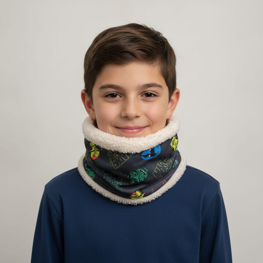 Child's scarf with faux fur - Grey