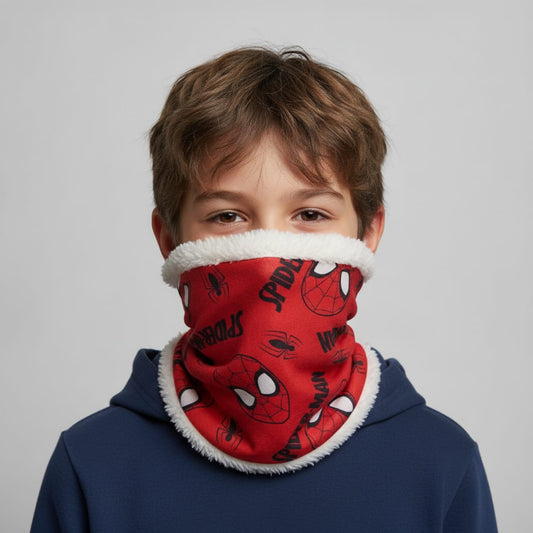 Child's scarf with faux fur - Red