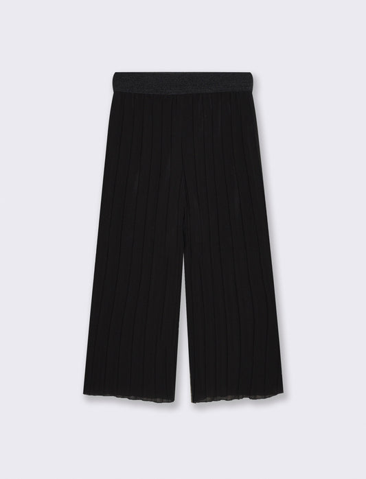 Pantaloni leggeri plissè con elastico - Nero