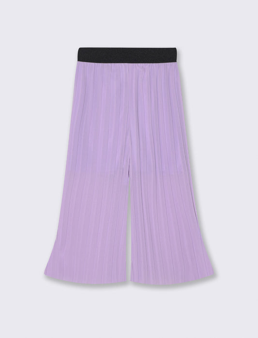 Pantaloni leggeri plissè con elastico - Lilla