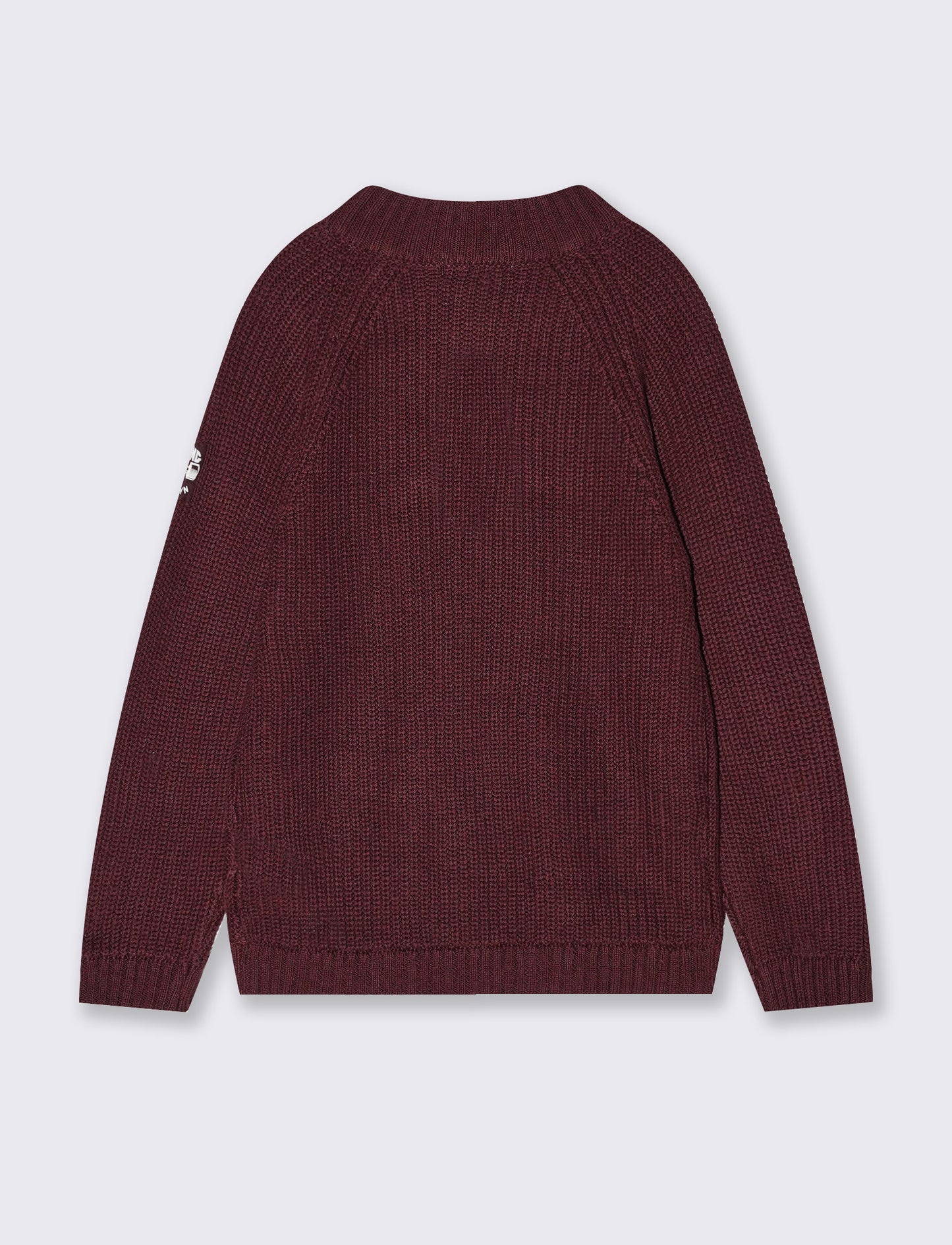 Maglia Collo Alto Misto Cotone con Zip - Bordeaux