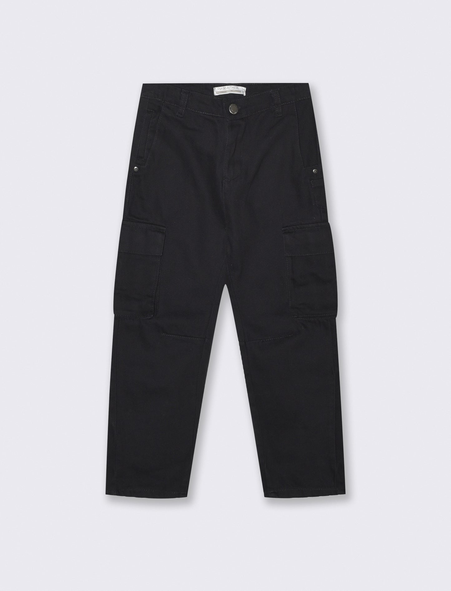Jeans cargo in denim black con tasconi - Nero