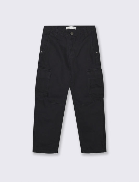 Black denim cargo jeans with large pockets - Black