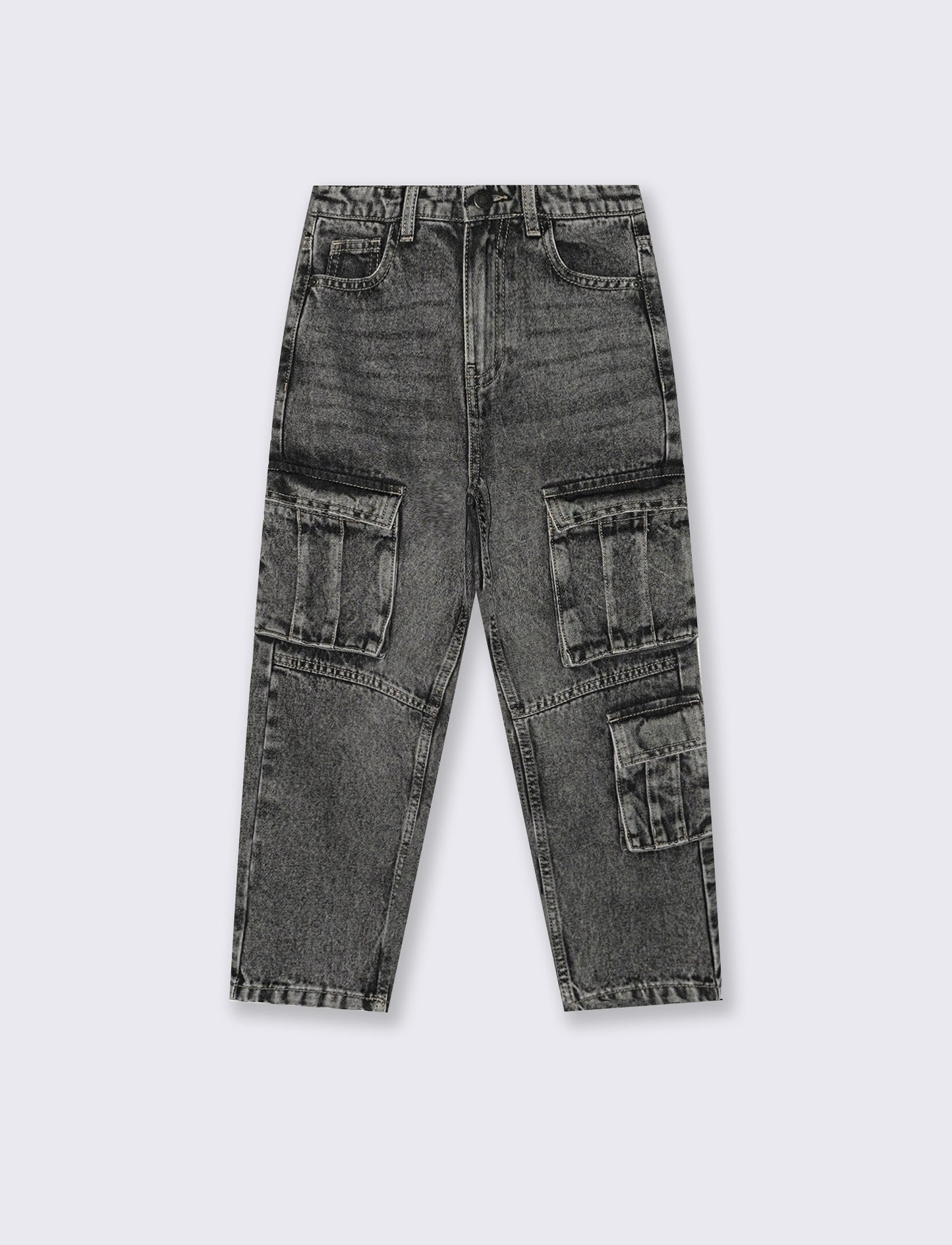Jeans cargo grigio con tasconi laterali - Grigio