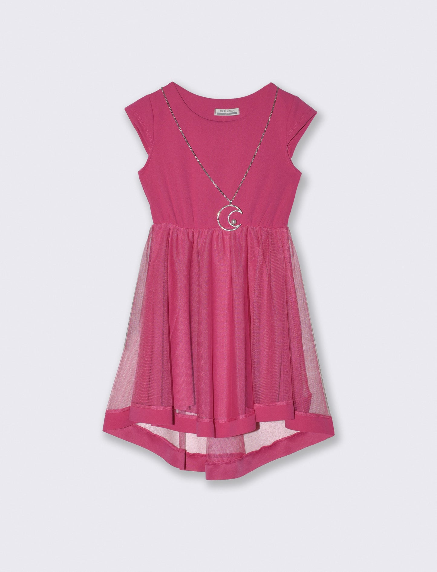 Elegant girls' dress with tulle - Fuxia