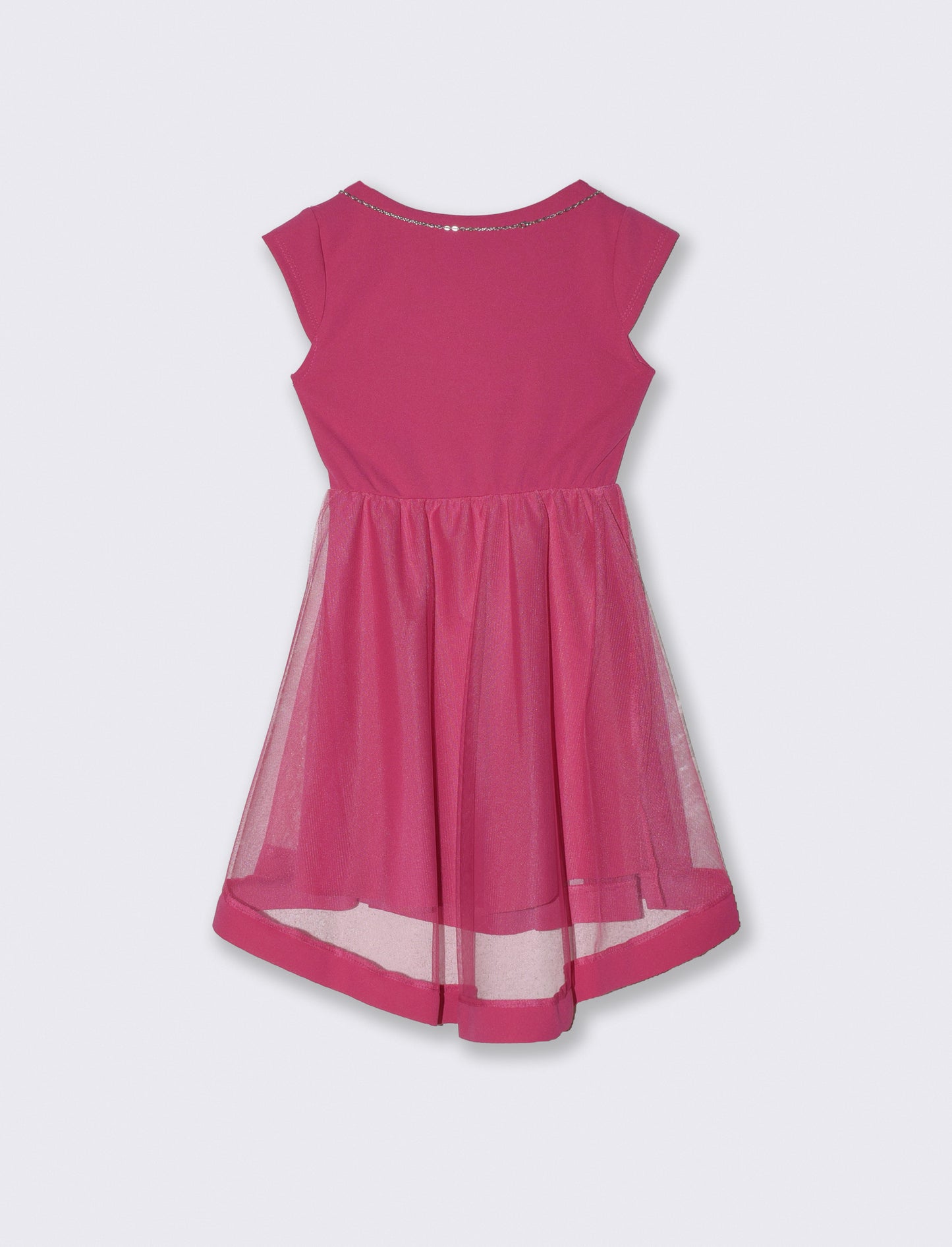 Elegant girls' dress with tulle - Fuxia
