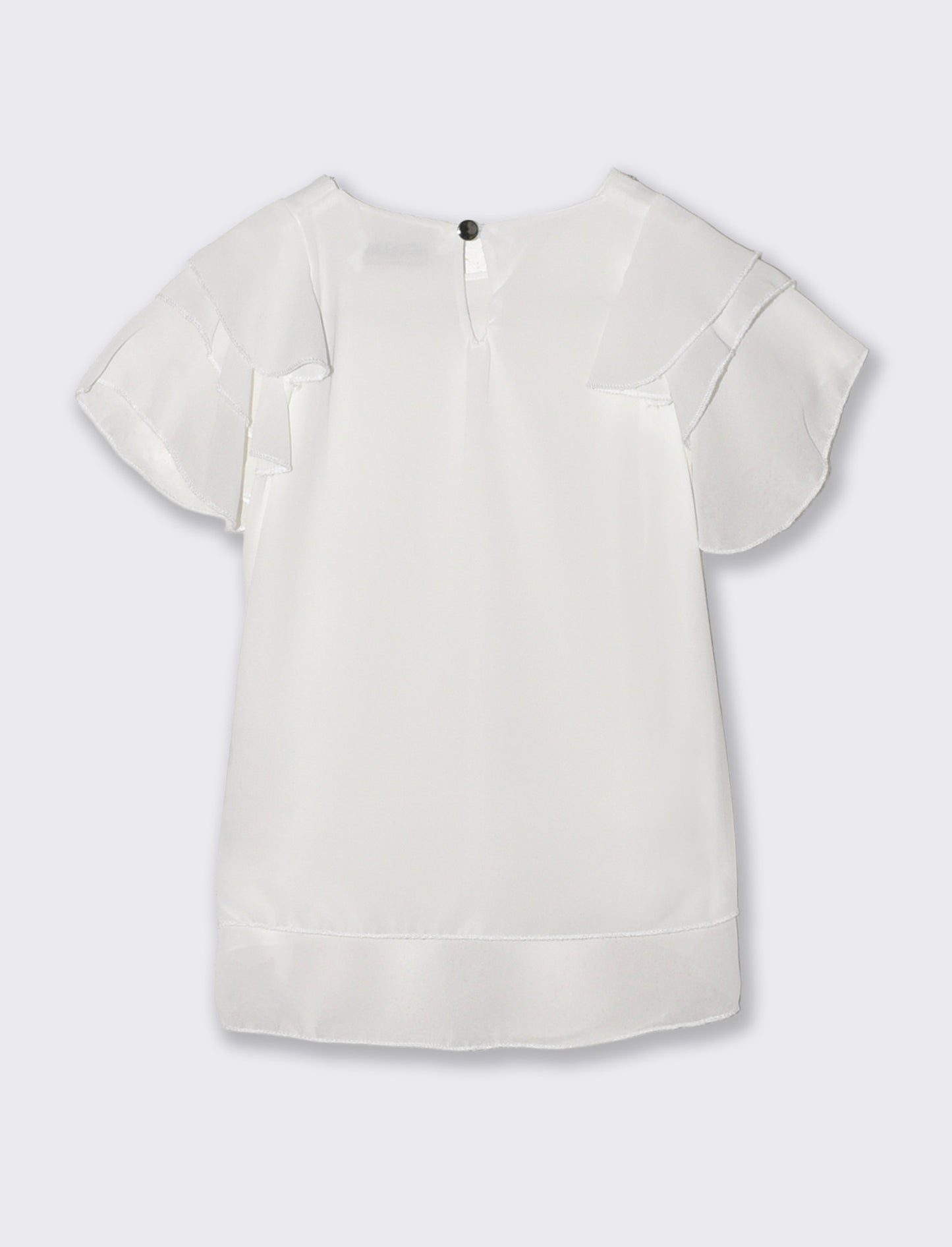 Blusa leggera estiva da bambina con rouches - Bianco