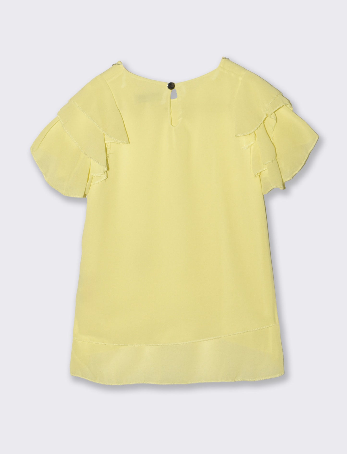 Blusa leggera estiva da bambina con rouches - Giallo
