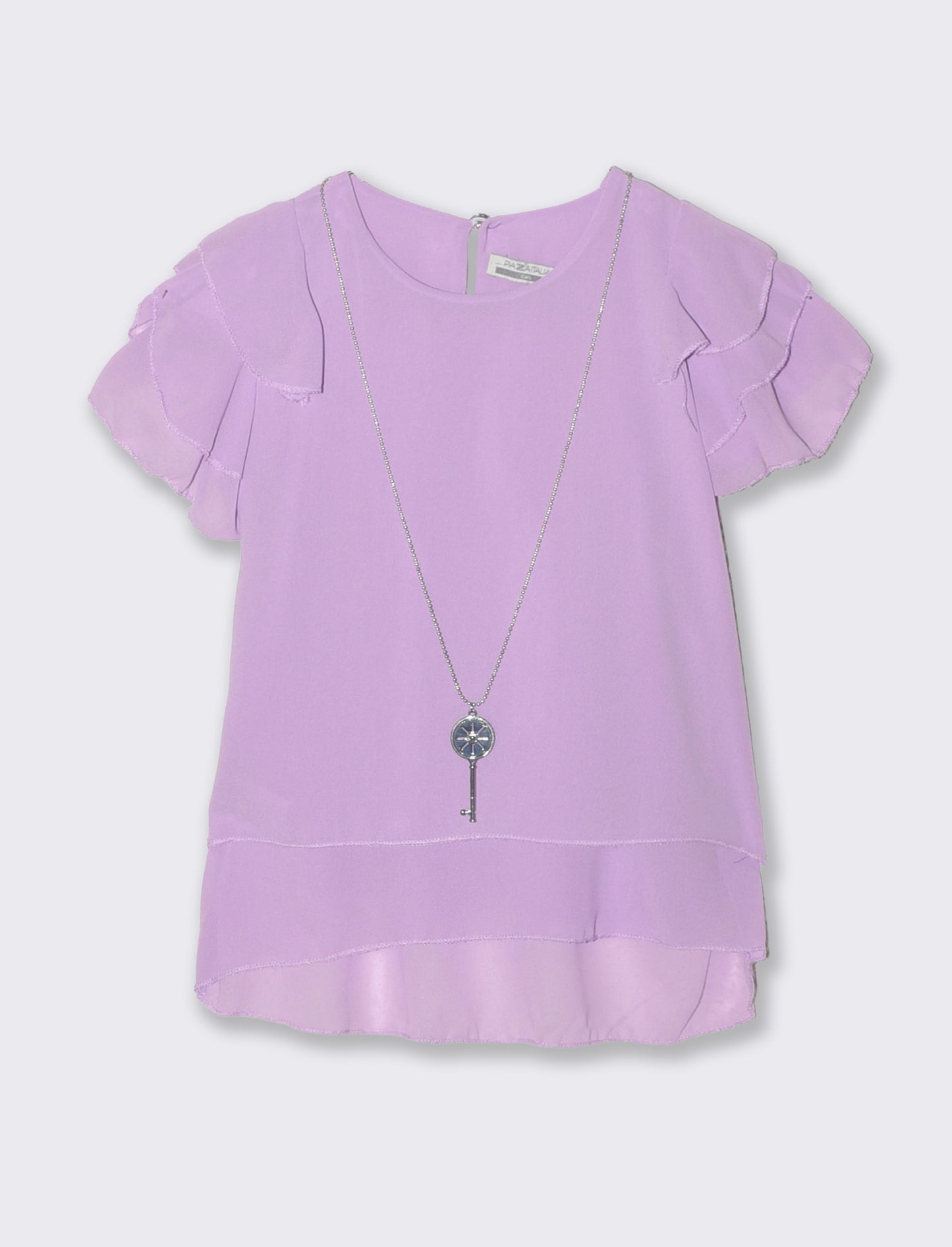 Blusa leggera estiva da bambina con rouches - Lilla