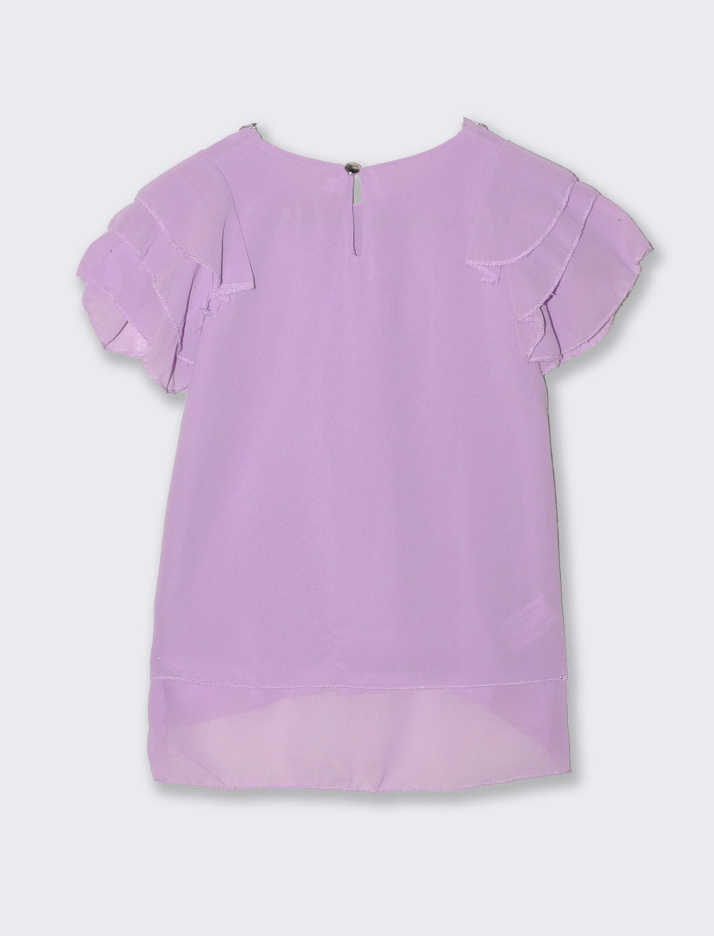 Blusa leggera estiva da bambina con rouches - Lilla