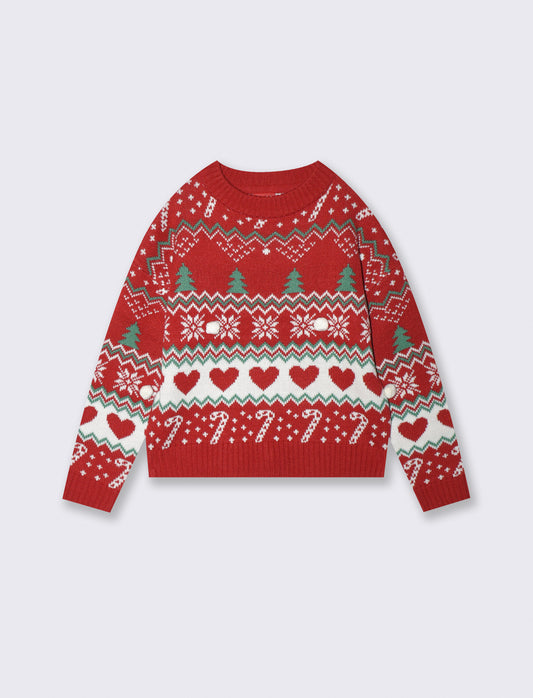 Christmas sweater with pom pom jacquard - Multicolor