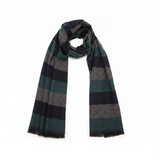 Men's scarf with large horizontal stripes - Blue